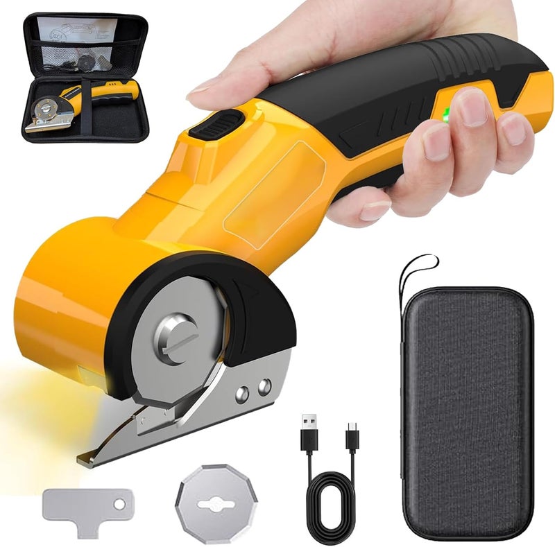 Lisaruq Cordless Electric Scissors,Rechargeable Cardboard Cutter, 4V Upgrade Motor Electric Box Cutter with 2 Blades, Safety Lock & LED Light, Powerful Cutting for Cardboard Box, Plastic, Leather - Image 1